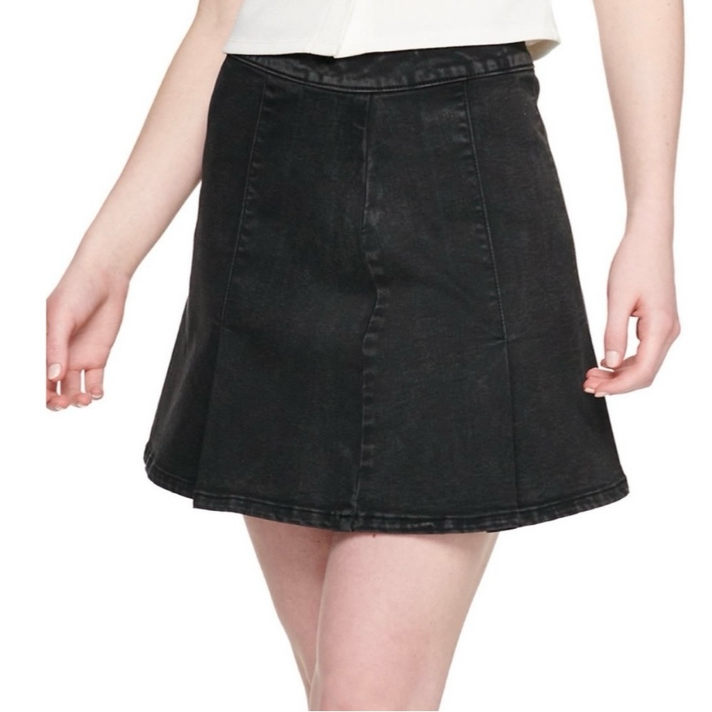 NWT SO Juniors Pleated Denim Tennis Mini Skirt Black SZ 5